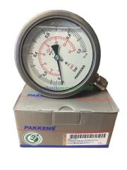 Ø100mm 0/1 Bar Alttan Bağlantılı Komple Paslanmaz, Sıvı Dolgulu Gliserinli CL1,0 Hassas Basınç Ölçer, Manometre G1/2'' Class 1,0 PAKKENS