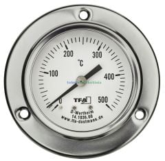 Ø60mm 0/500 C° 1,5 Metre Kablolu Fırın Termometresi, Önden FLANŞLI 500 Derece Kablolu Bahçe,Pizza,Pide,Ekmek,Köy,Kara/Taş Fırın Isı Gösterge Saati TFA Dostmann TM832.14.1036.60