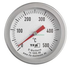 Ø52mm 0/500 C° 30 cm Dalma Boylu Fırın Termometresi, 30 cm Problu 500 Derece Bahçe,Pizza,Pide,Ekmek,Köy,Kara/Taş Fırın Isı Gösterge Saati TFA Dostmann TM832.14.1035.60