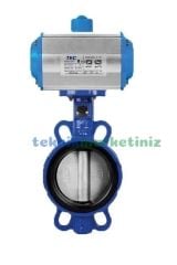 DN65 PN16 Wafer Tip, VİTON Contalı (0-200 C°), 304 Paslanmaz KLAPELİ, Çift Etkili Pnömatik Aktüatörlü Kelebek Vana