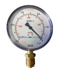 WIKA Ø100mm[4''] -1/0 Bar & -760/0 mmHg Alttan Bağlantılı Kurutip G1/2''B Vakummetre, Swiss Movement Vakum Göstergesi CL2,5 (Lower mount radial vacuum gauge)
