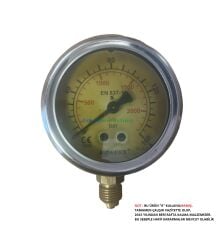 Ø63mm 0-160 Bar Alttan Bağlantılı Gliserinli, Sıvı Dolgulu G1/4'' Manometre, Basınç Göstergesi CL2,5 MONEKS