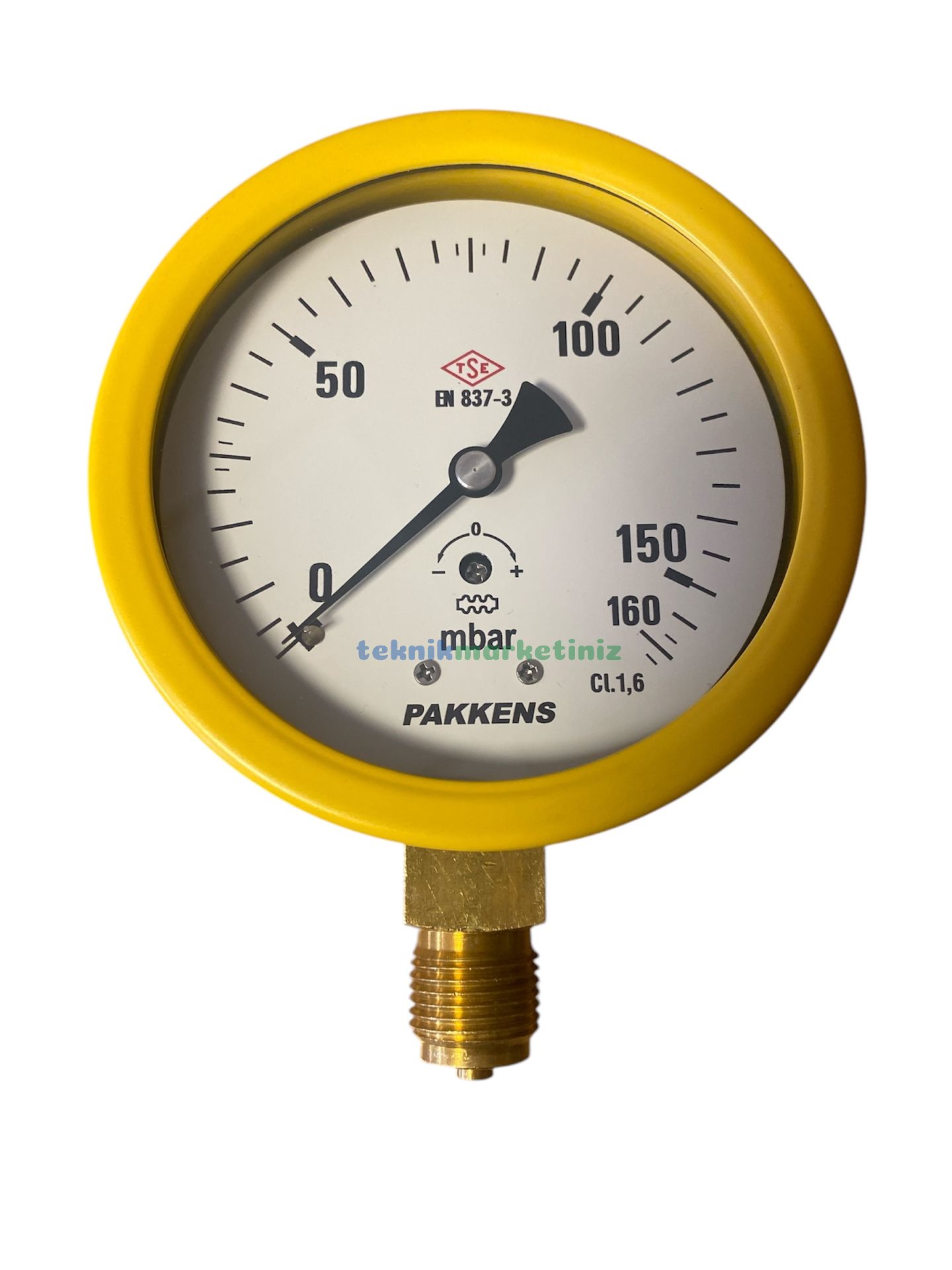 Ø100mm 0/160 Milibar Alttan Bağlantılı Kurutip Kapsül Diyaframlı Basınç Ölçer, Milibar Manometre G1/2'' CL1,6 PAKKENS