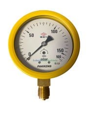Ø100mm 0/160 Milibar Alttan Bağlantılı Kurutip Kapsül Diyaframlı Basınç Ölçer, Milibar Manometre G1/2'' CL1,6 PAKKENS