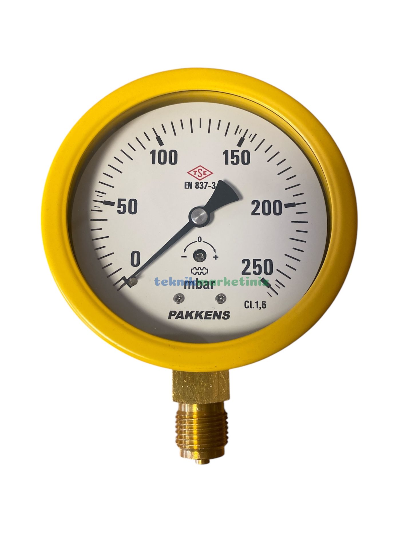 Ø100mm 0/250 Milibar Alttan Bağlantılı Kurutip Kapsül Diyaframlı Basınç Ölçer, Milibar Manometre G1/2'' CL1,6 PAKKENS
