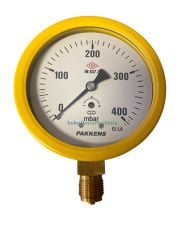 Ø100mm 0/400 Milibar Alttan Bağlantılı Kurutip Kapsül Diyaframlı Basınç Ölçer, Milibar Manometre G1/2'' CL1,6 PAKKENS
