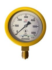 Ø100mm 0/600 Milibar Alttan Bağlantılı Kurutip Kapsül Diyaframlı Basınç Ölçer, Milibar Manometre G1/2'' CL1,6 PAKKENS