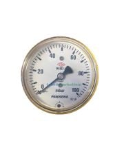 Ø63mm 0/100 Milibar Arkadan Bağlantılı Kurutip Kapsül Diyaframlı Basınç Ölçer, Milibar Manometre G1/4'' CL1,6 PAKKENS