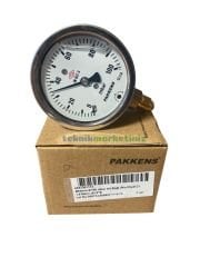 Ø63mm 0/100 Milibar Alttan Bağlantılı Gliserinli Kapsül Diyaframlı Basınç Ölçer, Milibar Manometre G1/4'' CL1,6 PAKKENS