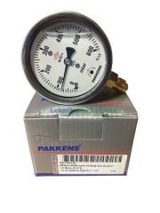 Ø63mm 0/600 Milibar Alttan Bağlantılı Gliserinli Kapsül Diyaframlı Basınç Ölçer, Milibar Manometre G1/4'' CL1,6 PAKKENS