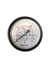 Ø100mm 0-16 Bar G1/4'' inç Arkadan Bağlantılı Genel Amaçlı Kurutip Manometre, Basınç Göstergesi CL2,5 PAKKENS