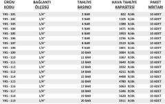 1/4'' Sabit Basınçlı Mühürlü YKS Emniyet Ventilleri 2 / 20 Bar Arası (Kompresör Emniyet Ventili)