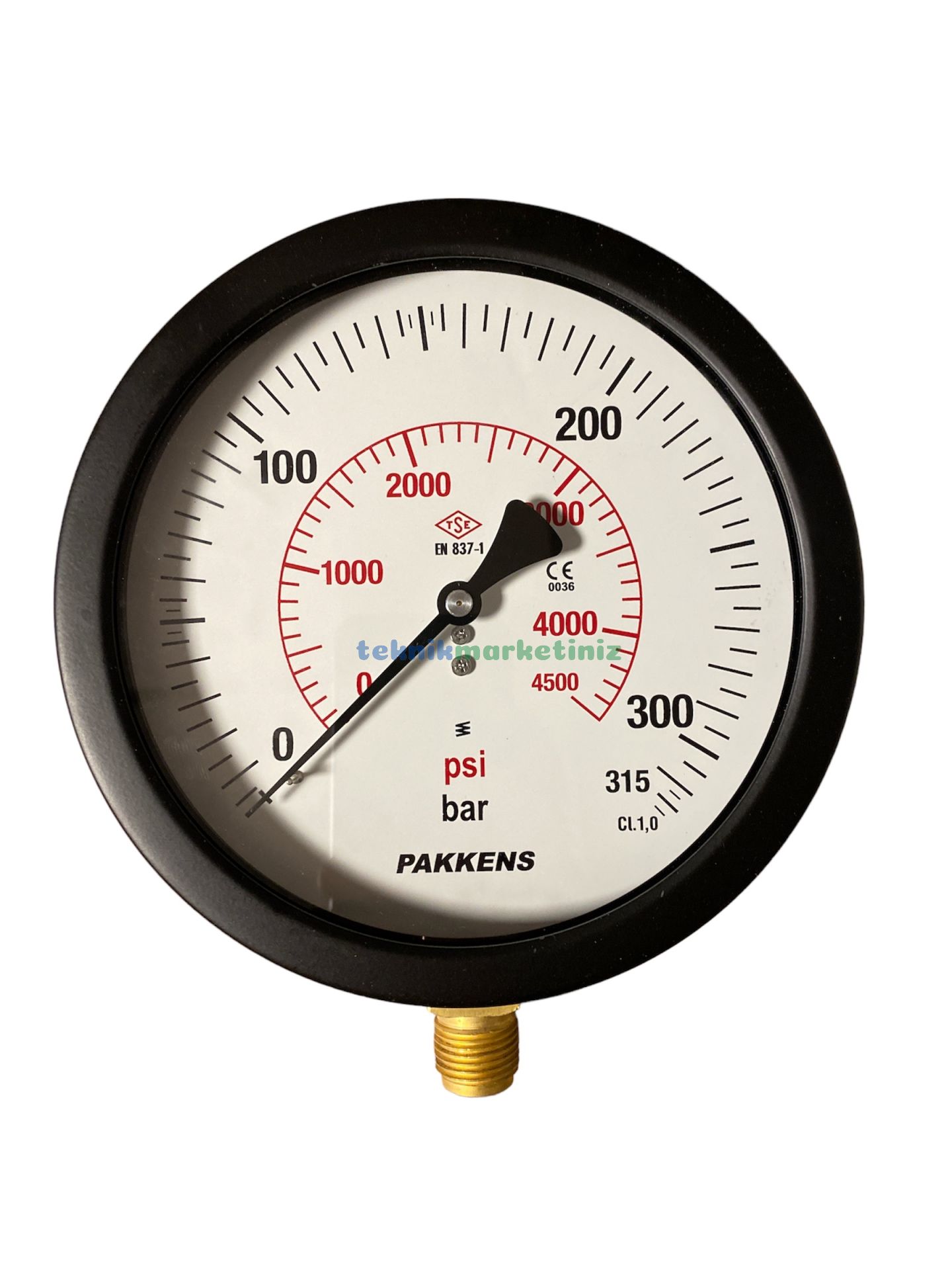 Ø160mm 0/315 Bar Alttan Bağlantılı Kurutip CL1,0 Hassas Basınç Ölçer, Manometre G1/2'' Prinç Bağlantı Elemanlı Class 1,0 PAKKENS