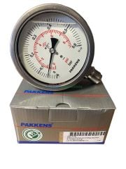 Ø100mm 0/0,6 Bar Alttan Bağlantılı Komple Paslanmaz, Sıvı Dolgulu Gliserinli CL1,0 Hassas Basınç Ölçer, Manometre G1/2'' Class 1,0 PAKKENS