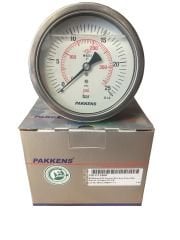 Ø100mm 0/25 Bar Panotip Arka Bağlantılı Komple Paslanmaz Sıvı Dolgulu CL1,0 Hassas Basınç Ölçer, Manometre G1/2'' Class 1,0 PAKKENS