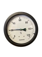 Ø160mm 0/+120°C Derece, Arkadan Çıkışlı G1/2'' Bi-Metal Sıcaklık Ölçer, Termometre, Paslanmaz Termovilli Mekanik Isı Gösterge Saati, EN 13190, CL2,0 PAKKENS, Dalma Boyu :