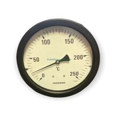 Ø160mm 0/+250°C Derece, Arkadan Çıkışlı G1/2'' Bi-Metal Sıcaklık Ölçer, Termometre, Paslanmaz Termovilli Mekanik Isı Gösterge Saati, EN 13190, CL2,0 PAKKENS, Dalma Boyu :