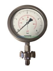 Ø160mm 0/4 Bar Diyafram Ayırıcılı(050020) Alttan Bağlantılı Komple Paslanmaz Kurutip CL1,0 Hassas Basınç Ölçer, Manometre G1/2'' Class 1,0 PAKKENS