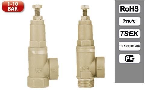 1/2'' AYARLI 1-10 BAR (AYARLANABİLİR BASINÇLI) EMNİYET VENTİLİ (ERKEK) PAKKENS