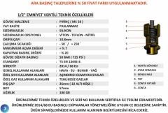 1/2'' Sabit Basınçlı Mühürlü YKS Emniyet Ventilleri 2 / 20 Bar Arası (Kompresör Emniyet Ventili)