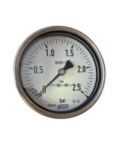Ø100mm 0/2,5 Bar Arkadan Bağlantılı Eksenden Kaçık Komple Paslanmaz Kurutip CL1,0 Hassas Basınç Ölçer, Manometre G1/2'' Class 1,0 WIKA