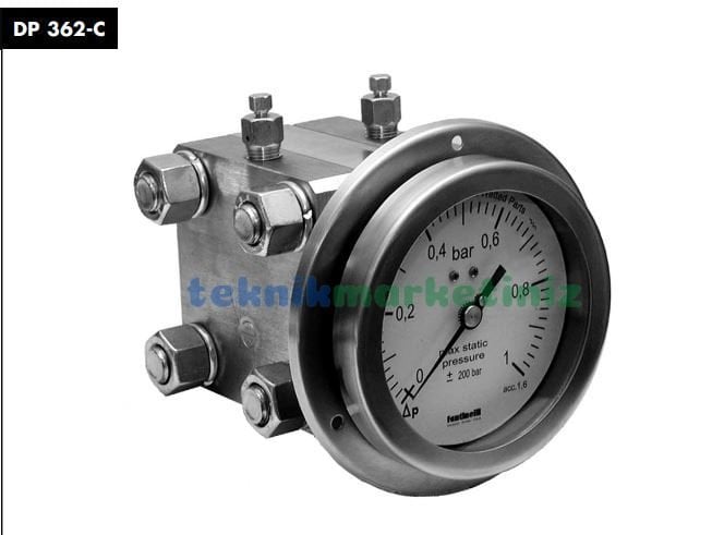 Kontaksız 0-1000 Milibar (0/1 Bar) AISI316 Paslanmaz Diferansiyel Fark Basınç Ölçer Manometre(STATİK BASINÇ MAKS. 200 BAR) Fantinelli