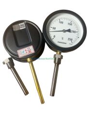 Ø100mm 0/+250°C Derece, Alttan Çıkışlı G1/2'' Bi-Metal Sıcaklık Ölçer, Termometre, Paslanmaz Termovilli Mekanik Isı Gösterge Saati, EN 13190, CL2,0 PAKKENS, Dalma Boyu :