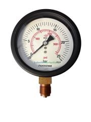 Ø100mm 0/25 Bar Alttan Bağlantılı Kurutip CL1,0 Hassas Basınç Ölçer, Manometre G1/2'' Prinç Bağlantı Elemanlı Class 1,0 PAKKENS