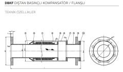DBKF-60 Dıştan Basınçlı Kompansatörler / Flanşlı (60mm Genleşmeli -40,+20)