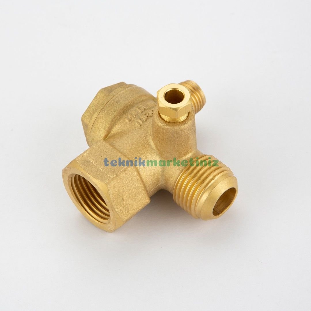 MAY-20/F Kompresör Çekvalfi,  1/2'', 1/2'', 1/4'', 1/8”–Q6 mm Dişli Kompresör Çekvalfi YKS MAY20F