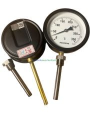 Ø100mm 0/+350°C Derece, Alttan Çıkışlı G1/2'' Bi-Metal Sıcaklık Ölçer, Termometre, Paslanmaz Termovilli Mekanik Isı Gösterge Saati, EN 13190, CL2,0 PAKKENS, Dalma Boyu :
