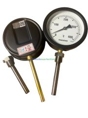 Ø100mm 0/+400°C Derece, Alttan Çıkışlı G1/2'' Bi-Metal Sıcaklık Ölçer, Termometre, Paslanmaz Termovilli Mekanik Isı Gösterge Saati, EN 13190, CL2,0 PAKKENS, Dalma Boyu :