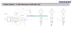 3 Yollu G1/2'' PN64 Pirinç Manometre Musluğu (EKO TİP), Manometre Valfi PAKKENS