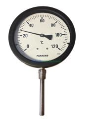 Ø160mm 0/+120°C Derece, Alttan Çıkışlı G1/2'' Bi-Metal Sıcaklık Ölçer, Termometre, Paslanmaz Termovilli Mekanik Isı Gösterge Saati, EN 13190, CL2,0 PAKKENS, Dalma Boyu :