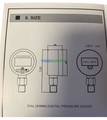 -1/+1 Bar Dijital Vakummetre-Manometre Bar,mmHg,Psi,mBar,kPa,kgf/cm2,mH2O,inHg,Torr Göstergeli Ø80mm Dijital Basınç Göstergesi 1/4''