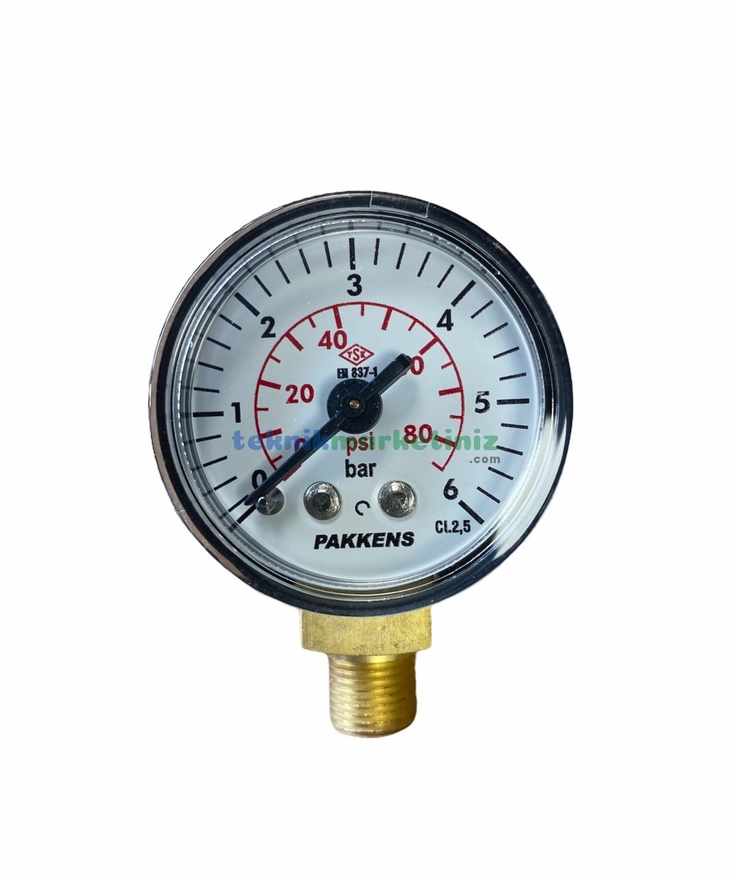 Ø40mm 0-6 Bar G1/8'' inç Alttan Bağlantılı Genel Amaçlı Kurutip Manometre, Basınç Göstergesi CL2,5 PAKKENS
