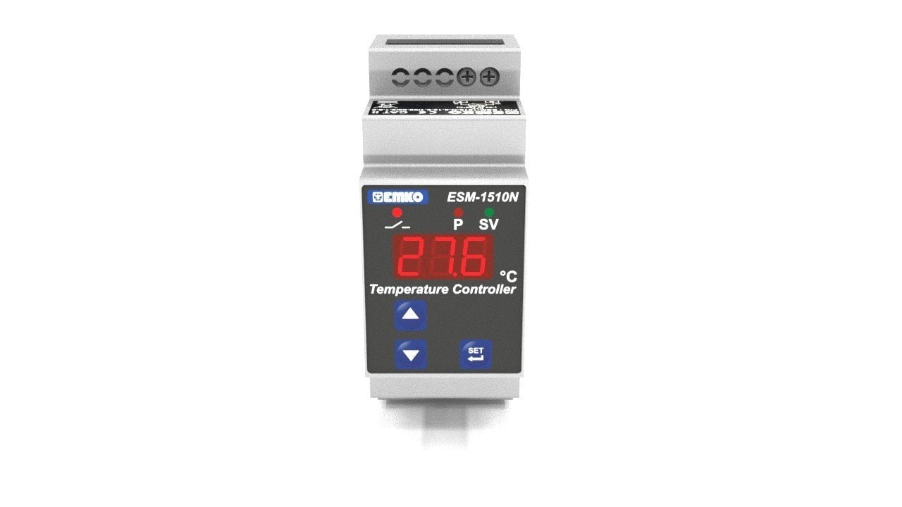 EMKO ESM-1510-N.5.18.0.1/00.00/2.3.0.0 NTC Termokupl Girişli, Röle Çıkışlı, 230 Volt Ray(Dın Rail) Montaj Tipli On/Off Pano Sıcaklık Kontrol Cihazı
