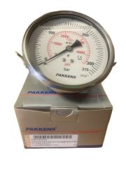 Ø100mm 0-315 Bar Panotip Arkadan Bağlantılı Gliserinli, Sıvı Dolgulu G1/2'' Manometre, Basınç Göstergesi CL2,5 PAKKENS