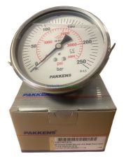 Ø100mm 0-250 Bar Panotip Arkadan Bağlantılı Gliserinli, Sıvı Dolgulu G1/2'' Manometre, Basınç Göstergesi CL2,5 PAKKENS