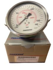 Ø100mm 0-160 Bar Panotip Arkadan Bağlantılı Gliserinli, Sıvı Dolgulu G1/2'' Manometre, Basınç Göstergesi CL2,5 PAKKENS