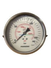 Ø100mm 0-160 Bar Panotip Arkadan Bağlantılı Gliserinli, Sıvı Dolgulu G1/2'' Manometre, Basınç Göstergesi CL2,5 PAKKENS