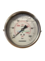 Ø100mm 0-100 Bar Panotip Arkadan Bağlantılı Gliserinli, Sıvı Dolgulu G1/2'' Manometre, Basınç Göstergesi CL2,5 PAKKENS