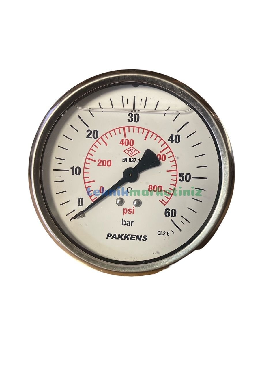 Ø100mm 0-60 Bar Panotip Arkadan Bağlantılı Gliserinli, Sıvı Dolgulu G1/2'' Manometre, Basınç Göstergesi CL2,5 PAKKENS