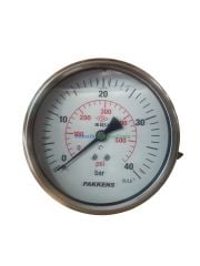 Ø100mm 0-40 Bar Panotip Arkadan Bağlantılı Gliserinli, Sıvı Dolgulu G1/2'' Manometre, Basınç Göstergesi CL2,5 PAKKENS