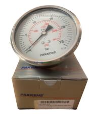 Ø100mm 0-25 Bar Panotip Arkadan Bağlantılı Gliserinli, Sıvı Dolgulu G1/2'' Manometre, Basınç Göstergesi CL2,5 PAKKENS