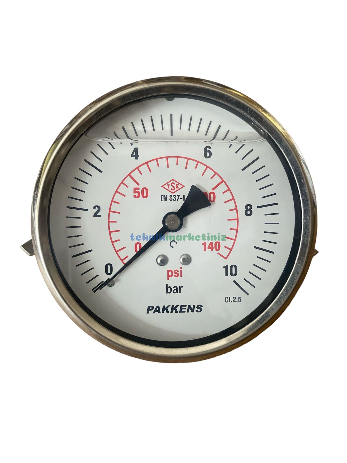 Ø100mm 0-10 Bar Panotip Arkadan Bağlantılı Gliserinli, Sıvı Dolgulu G1/2'' Manometre, Basınç Göstergesi CL2,5 PAKKENS