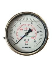 Ø100mm 0-10 Bar Panotip Arkadan Bağlantılı Gliserinli, Sıvı Dolgulu G1/2'' Manometre, Basınç Göstergesi CL2,5 PAKKENS