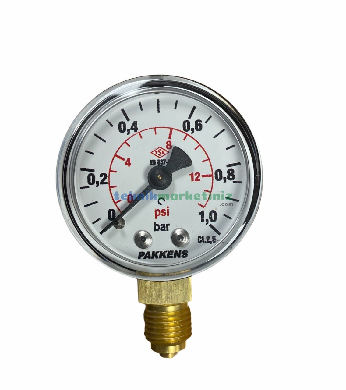 Ø50mm 0-1 Bar G1/4'' inç Alttan Bağlantılı Genel Amaçlı Kurutip Manometre, Basınç Göstergesi CL2,5 PAKKENS