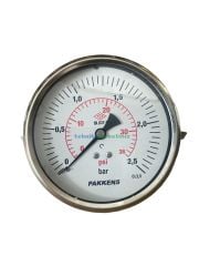 Ø100mm 0-2,5 Bar Panotip Arkadan Bağlantılı Gliserinli, Sıvı Dolgulu G1/2'' Manometre, Basınç Göstergesi CL2,5 PAKKENS
