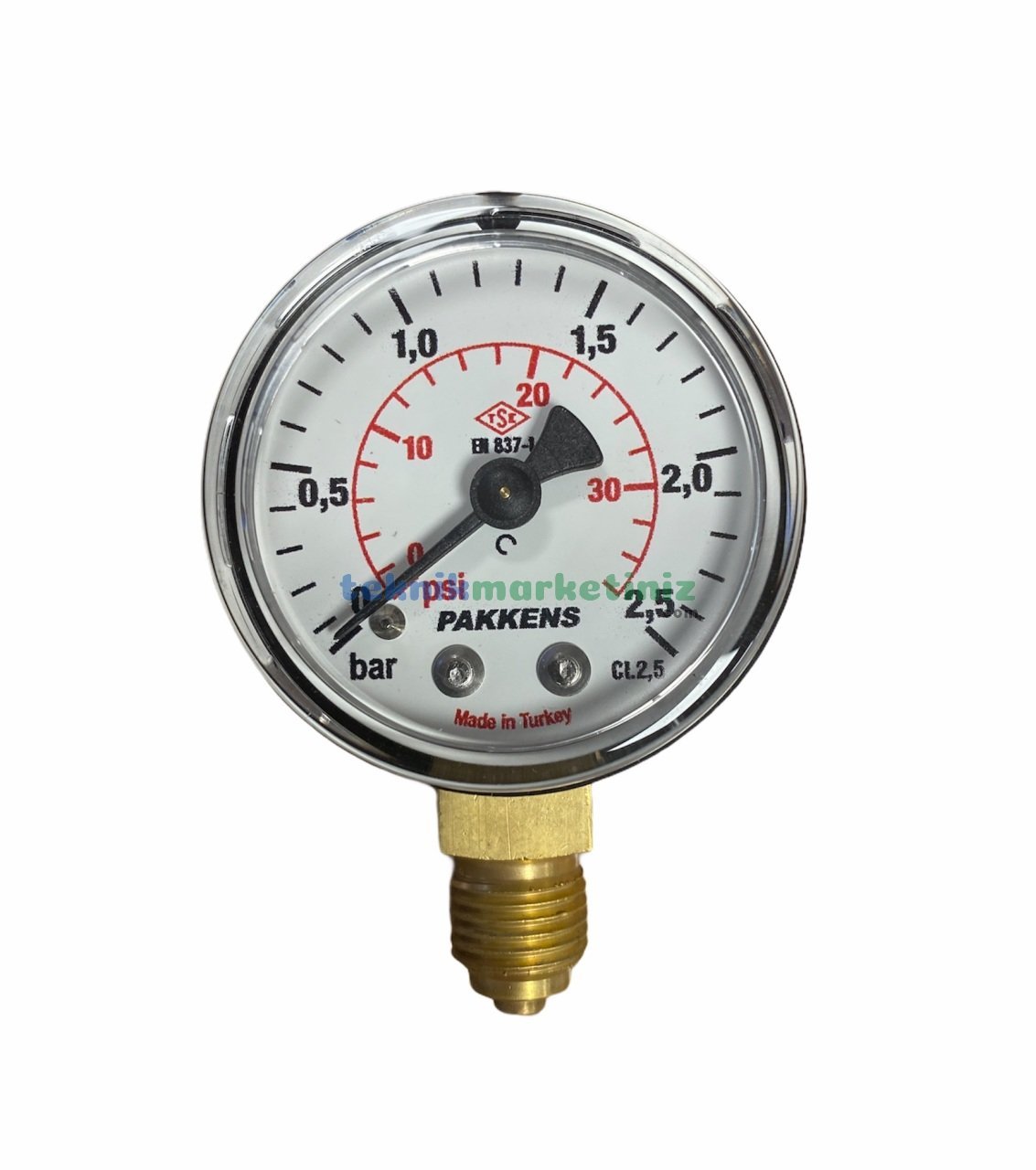 Ø50mm 0-2,5 Bar G1/4'' inç Alttan Bağlantılı Genel Amaçlı Kurutip Manometre, Basınç Göstergesi CL2,5 PAKKENS